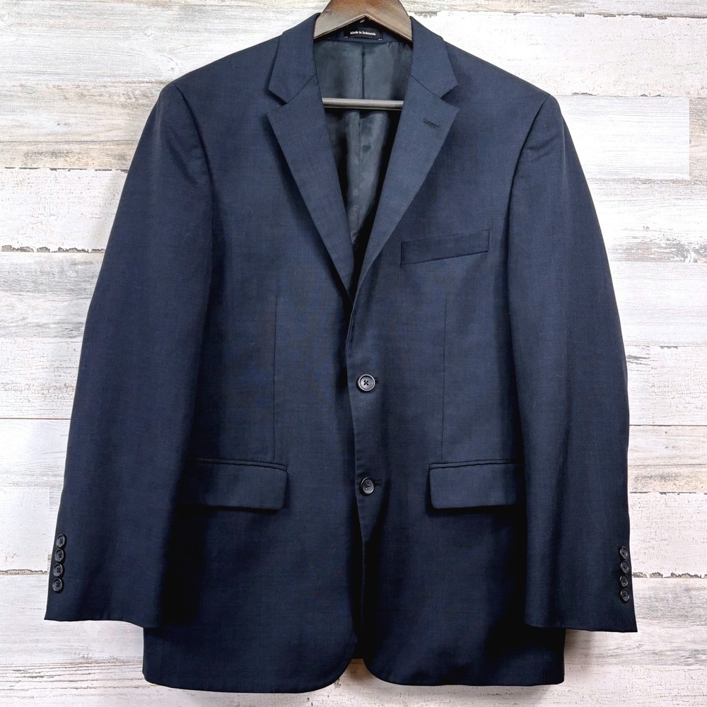 Pronto Uomo Platinum Suit Jacket Mens 40R Navy Blue Wool Blazer Professional